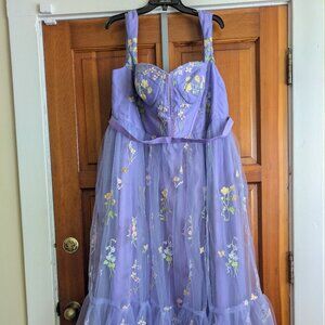 Floral Embroidered Tulle Corset Gown 16 XXL NWT Rapunzel